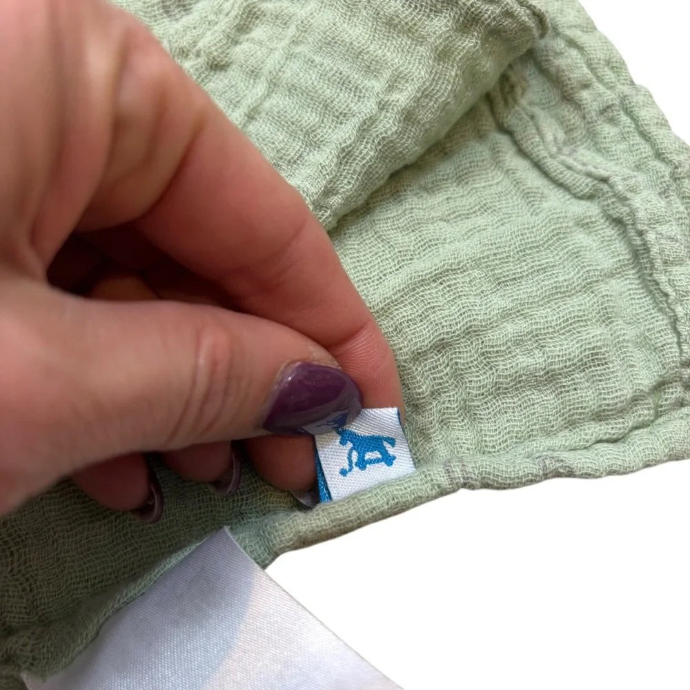 Little Unicorn Soft Cotton Muslin Blanket Swaddle Sage Green with Cactus Print‎